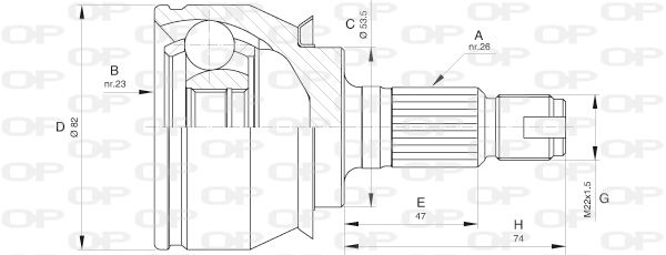 OPEN PARTS Šarnīru komplekts, Piedziņas vārpsta CVJ5610.10